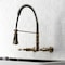 Gourmetier GS1243AL Two-Handle Wall-Mount Pull-Down Sprayer Kitchen Faucet, Antique Brass GS1243AL - alternate 3